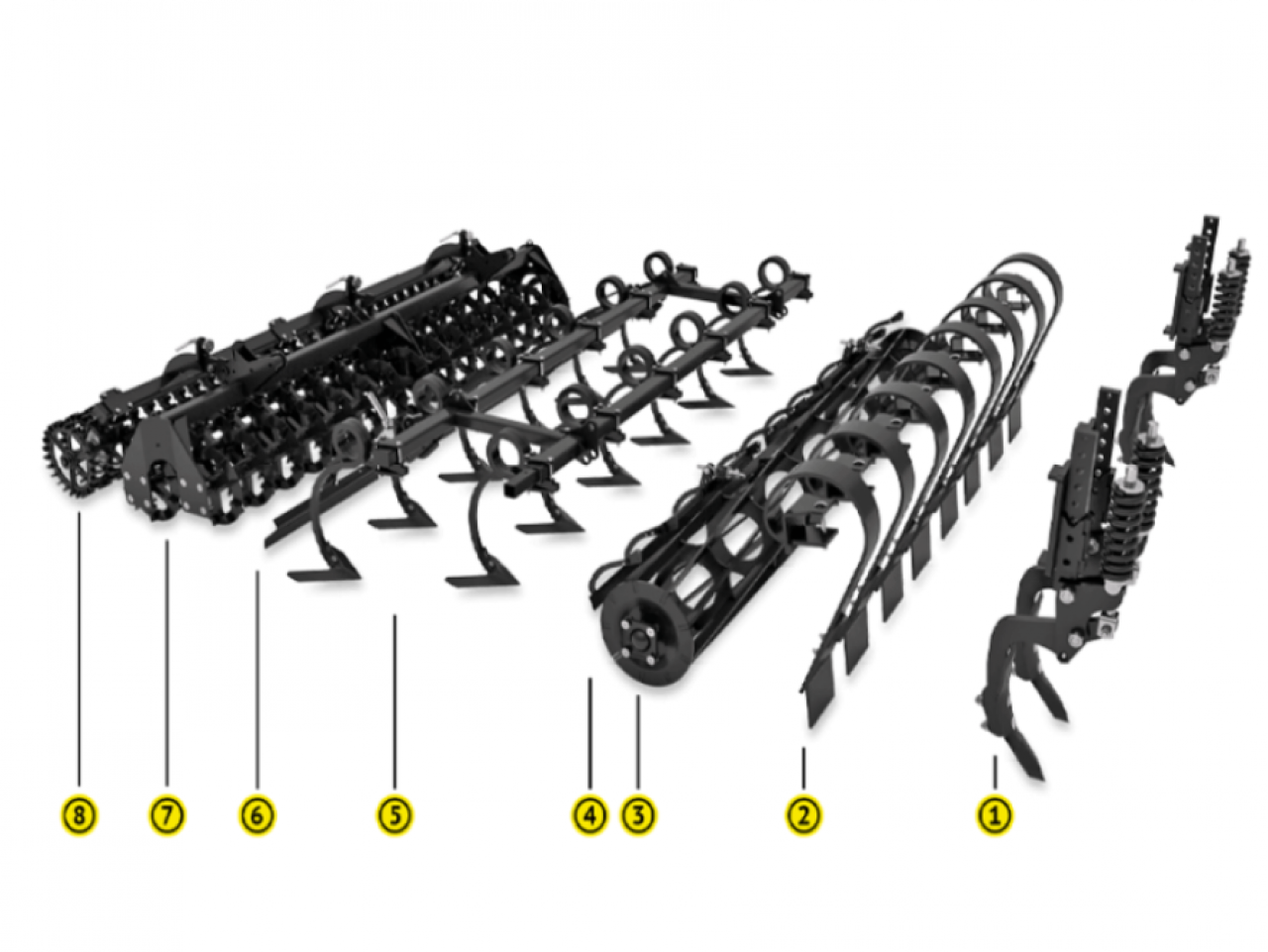 до восьми робочих операій одночасно формування посівного ложе